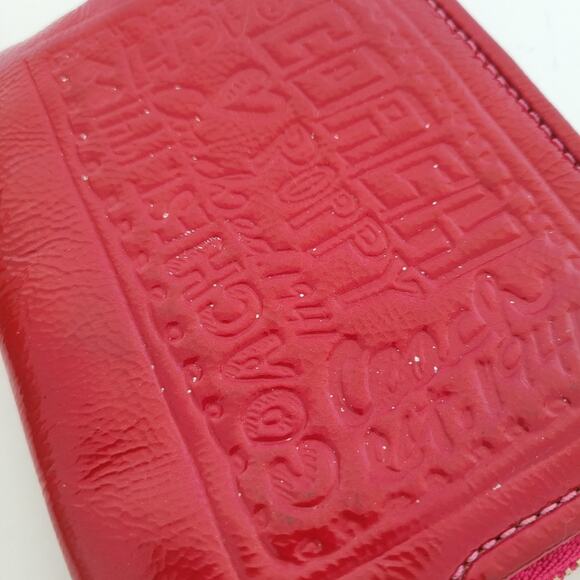 Coach Poppy Corner Small Bag Wristlet Red Wallet Card Zip Pouch Patent Leather - Picture 8 of 9